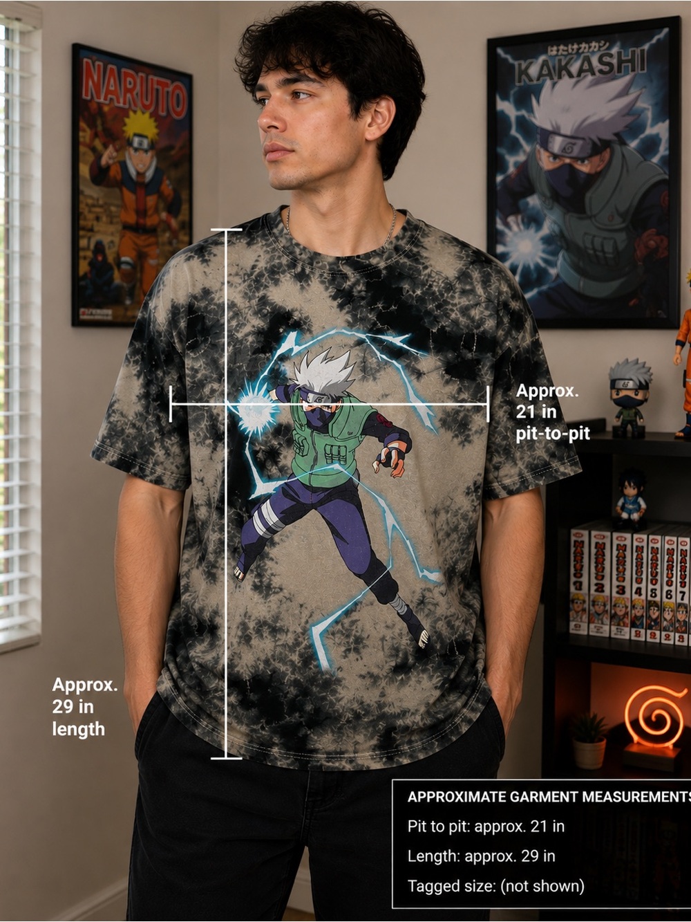 Naruto Shippuden Collection Kakashi Hatake Tie Dye Graphic Tee L